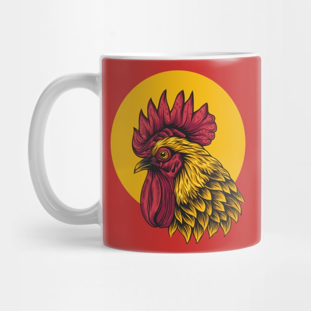 Rooster Yellow Circle by Mako Design 
